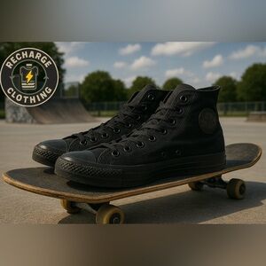 Converse Black High-Top Canvas Sneakers with Rubber Toe Cap